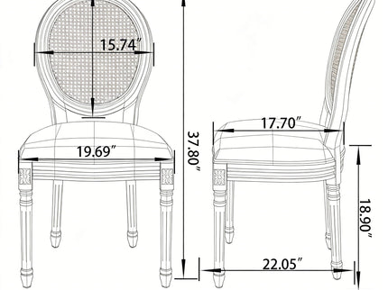 French Country Dining Chairs & Round Back (Set of 2)