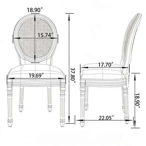 French Country Dining Chairs With Round Back (Set of 2)