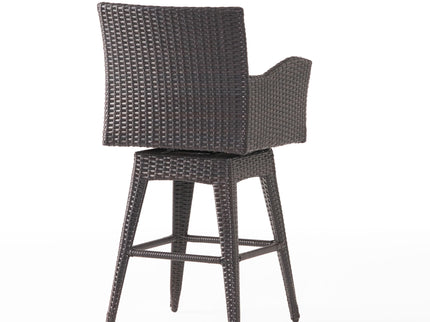 Outdoor Modern Rattan Swivel Barstool With Tapered Legs - Beige / Multibrown