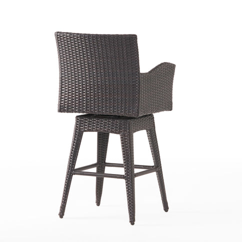 Outdoor Modern Rattan Swivel Barstool With Tapered Legs - Beige / Multibrown