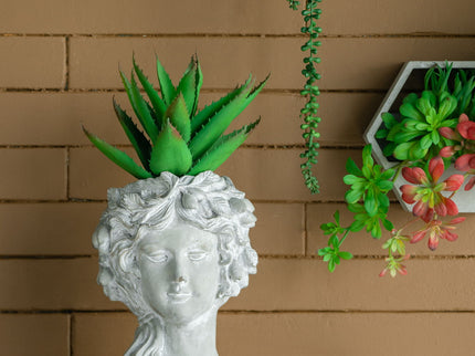 Cement Bust Wall Planter Indoor Outdoor Home Garden Decor, 8 - Gray
