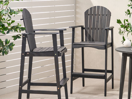 Outdoor Acacia Wood Adirondack Barstools (Set of 2)