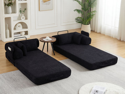 Convertible Sleeper Sofa Bed With Cylindrical Pillow