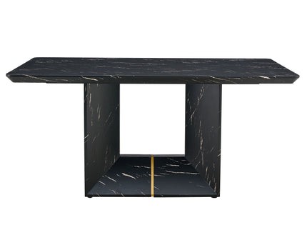 Modern Dining Table With Marbled Design For Luxurious Elegance - Black