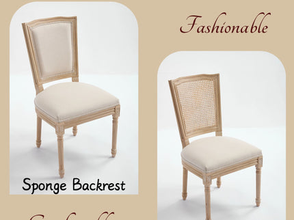 Dining Chairs Upholstered With T - Shaped Back (Set of 2) - Beige