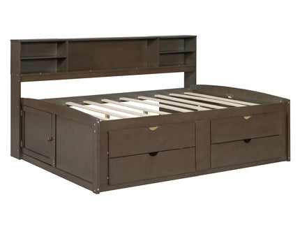 Daybed With 2 Bedside Cabinets, Upper Shelves And 4 Drawers