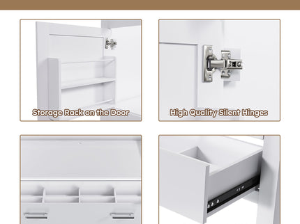 42" Bathroom Vanity Base With Doors And Drawer - White