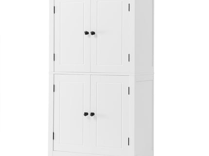 Elegant Bathroom Floor Storage Cabinet With 4 Doors, Adjustable Shelves