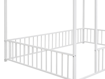 Metal Bed House Bed Frame With Fence