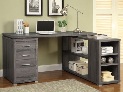 Tona - L-Shape Computer Desk With 3 Drawers And 5 Shelves
