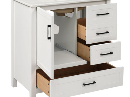 Modern Bathroom Vanity With Ceramic Sink, Solid Frame And Storage Solutions