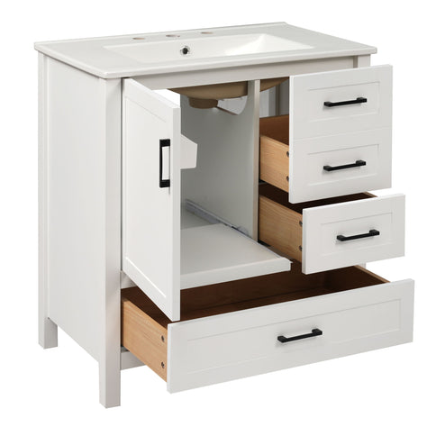 Modern Bathroom Vanity With Ceramic Sink, Solid Frame And Storage Solutions