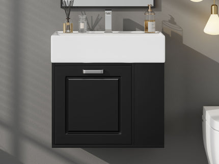 Modern Wall Mounted Bathroom Vanity With Sink, Soft Close Drawer, Adjustable Shelf, Toilet Paper Holder