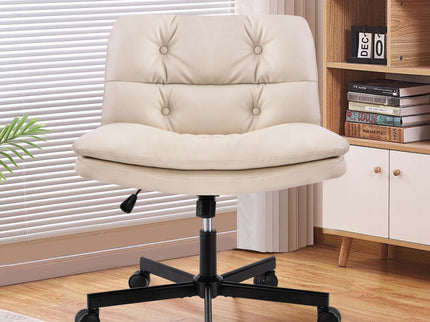 Large Size Swivel Home Office Desk Chair Armless Office Room Chair - Beige