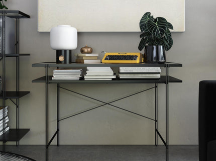 Vance - Computer Desk With Fluted Glass Desktop - Black
