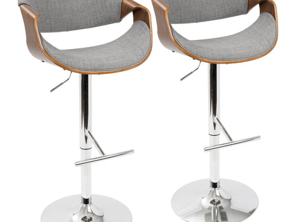Curvo - Mid Century Modern Adjustable Barstool With Swivel With Straight T Footrest
