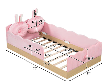Platform Bed With Animal Pillows And Storage Bags