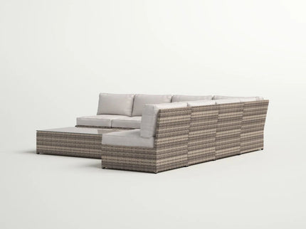 Comfortable Modern Patio Rattan Sectional Set With Cushions