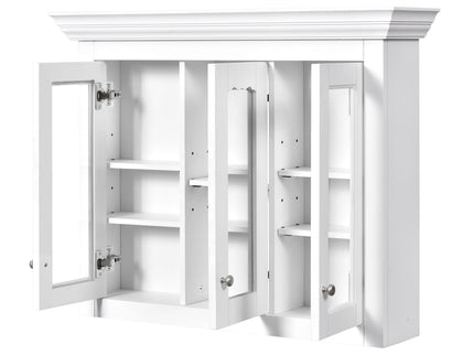 Bathroom Medicine Cabinet With Mirror, 5 Adjustable Closed Shelves, Wall-Mounted - White