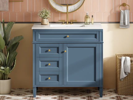 Bathroom Vanity With Top Sink, 2 Drawers And Tip Out Drawer