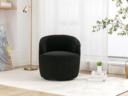 Teddy Fabric Swivel Accent Armchair Barrel Chair With Powder Coating Metal Ring