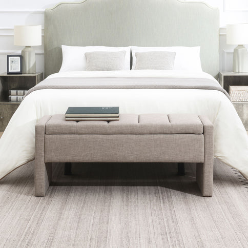 Modern Upholstered Large Bed End Bench With Storage