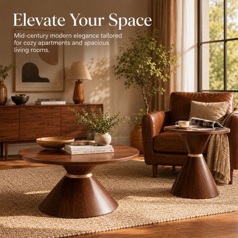 2 Piece Round Coffee Table Set For Living Room