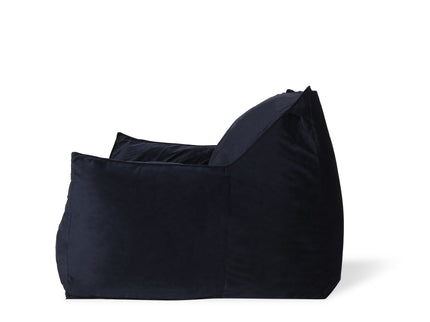 Allea - Velveteen Bean Bag Chair With Armrests - Midnight Blue