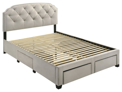 4 Drawer Upholstered Storage Bed With Button Tufting