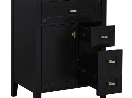 Bathroom Vanity With Sink, 3 Drawers & Cabinet With 2 Tier Door Storage Rack, Soft Close Doors & Drawers