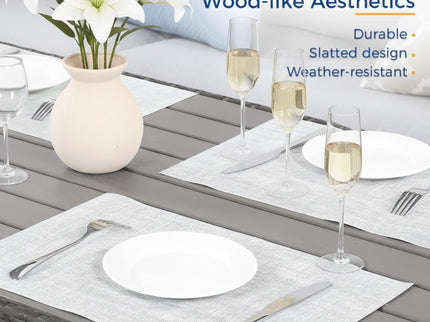 7 Piece All Weather Patio Dining Set With Cushions, Sectional Sofa, Ottomans & Table For Backyard - Gray / Brown