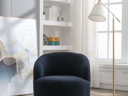 Teddy Fabric Swivel Accent Armchair Barrel Chair With Powder Coating Metal Ring