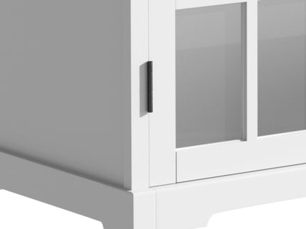 Modern Bathroom Vanity With Ceramic Sink, Tempered Blurred Glass Doors