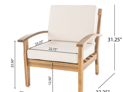Outdoor Club Chair With Cushion And Acacia Wood Frame - Teak