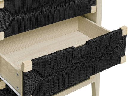 3 Drawer Buffet Sideboard With Adjustable Shelves, Storage Cabinet With Natural Seaweed Decor Doors For Living Room Kitchen Entryway - Natural