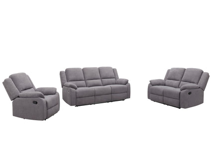 3 Piece Reclining Sofa Set With 150° Deep Recline, 3 Seat Couch, Loveseat & Single Recliner - Gray