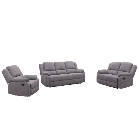 3 Piece Reclining Sofa Set With 150° Deep Recline, 3 Seat Couch, Loveseat & Single Recliner - Gray