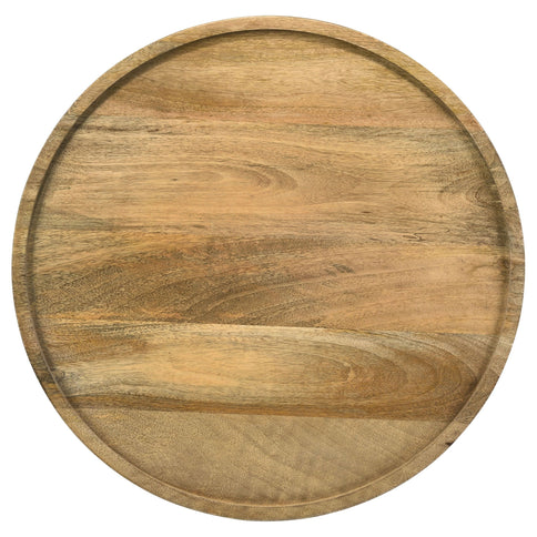 Pedestal Accent Table With Eco Friendly Base And Round Lipped Top - Brown