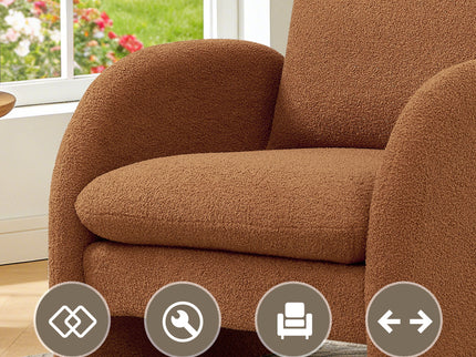 Modern Sherpa Upholstered Accent Chair, Comfortable Living Room Armchair, Lounge Chair For Bedroom, And Office