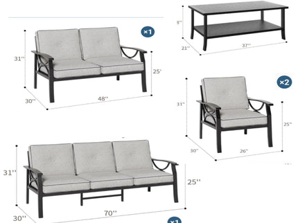 Patio Furniture Set & Coffee Table And Cushions For Backyard