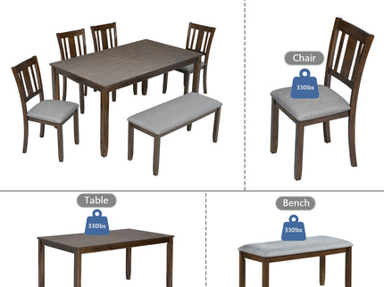 Kitchen Dining Set, Rectangular Dining Table With Upholstered Chairs