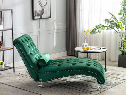 Chaise Lounge Indoor, Button Tufted Upholstered Chaise Lounge Chair With Pillow