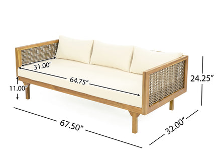 Claremont - 3 Seater Daybed Teak Acacia Wood Water Resistant Cushions