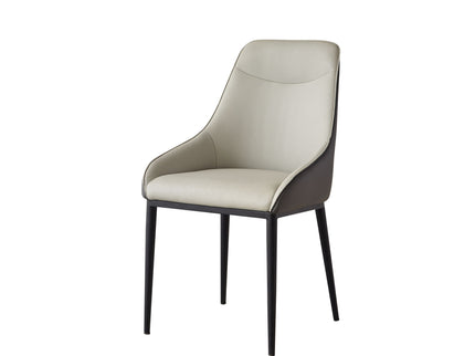 Modern Dining Chair Set Upholstered Seats Steel Metal Legs 2 Tone Contemporary Kitchen Living Room Furniture (Set of 2) - Black / Gray