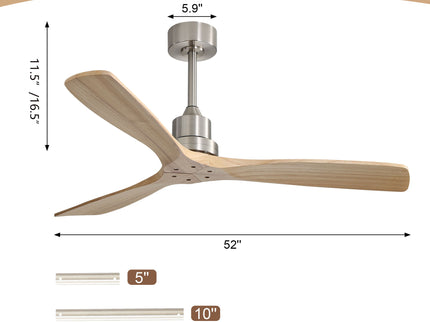 52" Smart DC Ceiling Fan With 3 Blades Reversible Silent Motor