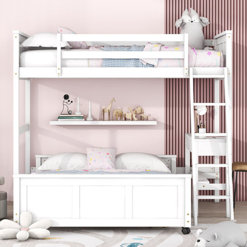 Full Over Full Bunk Bed With Desk