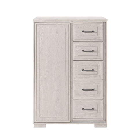 Ciara - King 5 Piece Bedroom Set With LED Lighting, Clean Lines And Upholstered Mirror - Beige