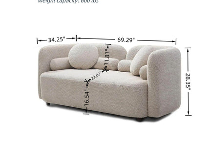 2 Seater Sofa Couch For Living Room - Light Beige