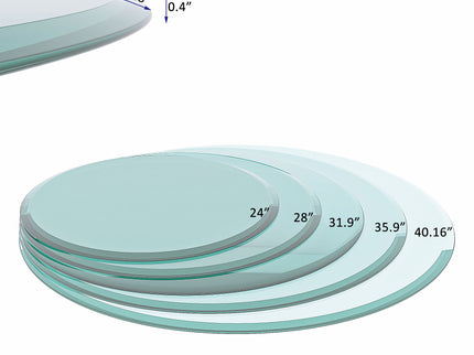 30" Round Tempered Glass Table Top Clear Glass 2 / 5" Thick Beveled Polished Edge - Transparent