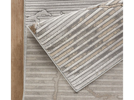 Geometrix - 5'3" X 7'3" Area Rug With Geometric, 3D Effect - Ivory / Gray